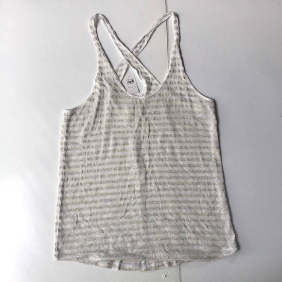 Lou & Grey Tops - ☀️NWT Lou & Grey Cross Back Striped White Tank Top